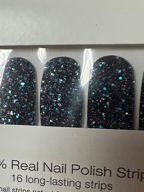 Color Street Holidaze Glitter Black Nail Polish Strips - Sparkle Finish